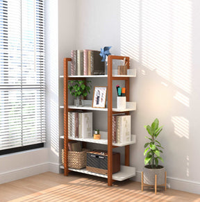 Solid wood bookshelf,The four layer multifunctional open shelf can also be used as a bookshelf or plant rackbookshelf or plant rack - Natural+Wood- KHAN SHOP LLC 1
