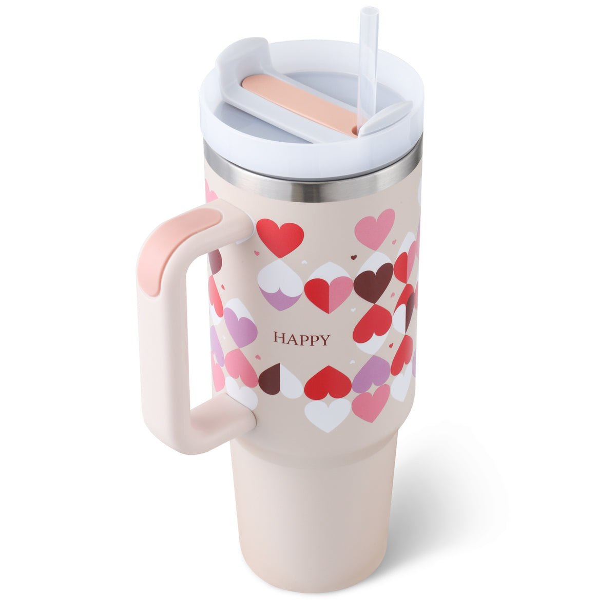 40 Oz Tumbler With Handle Straw Insulated, Stainless Steel  Sipper & Bottle Pink-love-A-1200ML-2PCS The Khan Shop