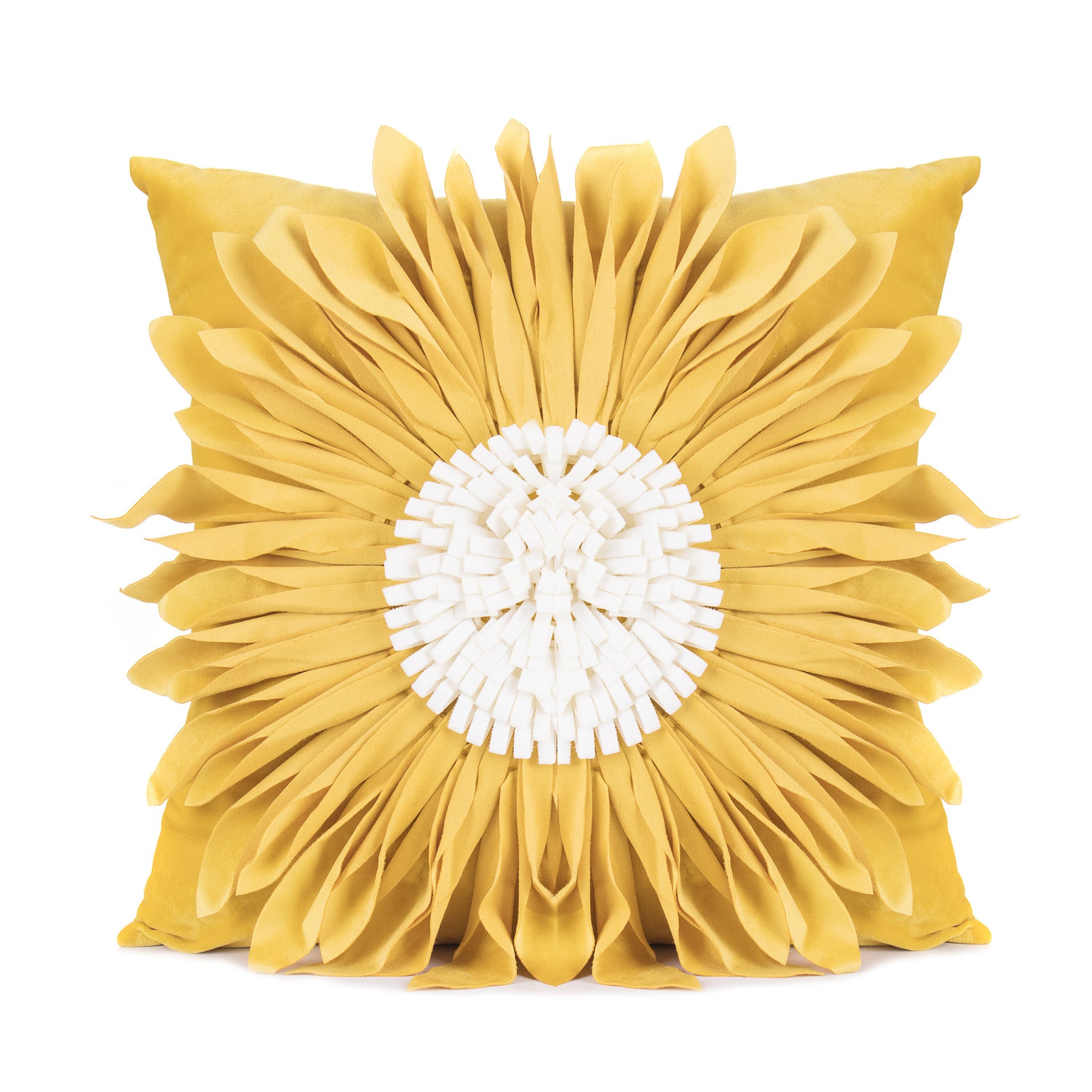 Fashion Modern Style White Throw Pillows Velvet Stitching 3D Chrysanthemum Cushion  Throw Pillows Yellow-45x45cm The Khan Shop