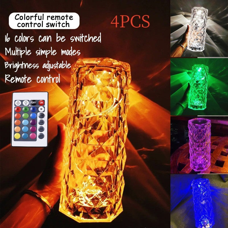 Romantic LED Rose Diamond Table Lamps  Table Lamps Rechargeable-16color-touch-remote-control-4PCS The Khan Shop