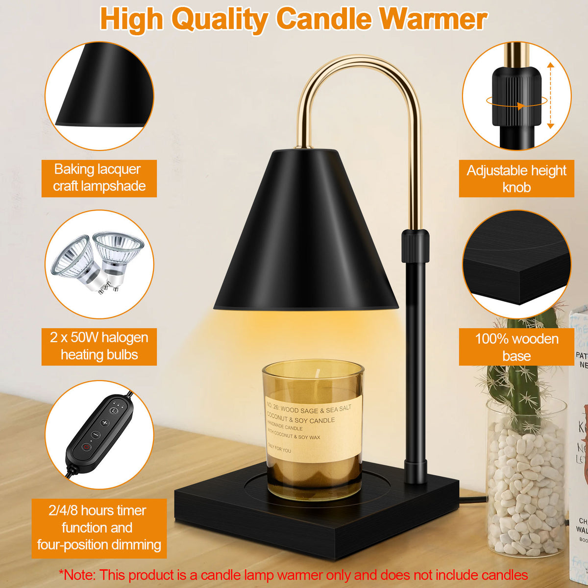 Candle Warmer, Candle Warmer Lamp With Timer Dimmable And Adjustable Height Candle Lamp The Khan Shop