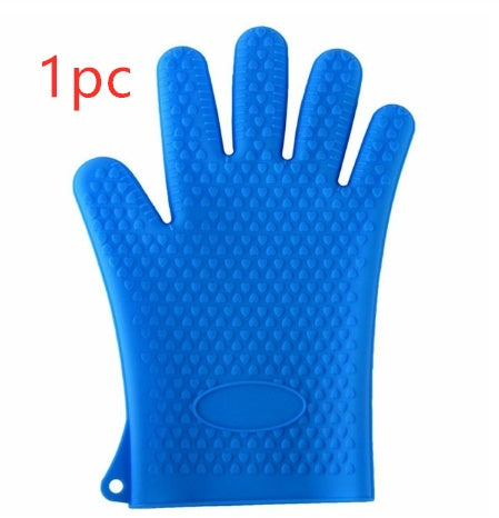 Food Grade Silicone Heat Resistant BBQ Glove  oven Dark-blue-1pc The Khan Shop