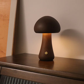 INS Wooden Cute Mushroom LED Night Light With Touch Switch  Bedside Table Lamp The Khan Shop