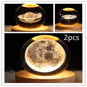 LED Night Light Galaxy Crystal Ball Table Lamp 3D Planet Moon Lamp The Khan Shop