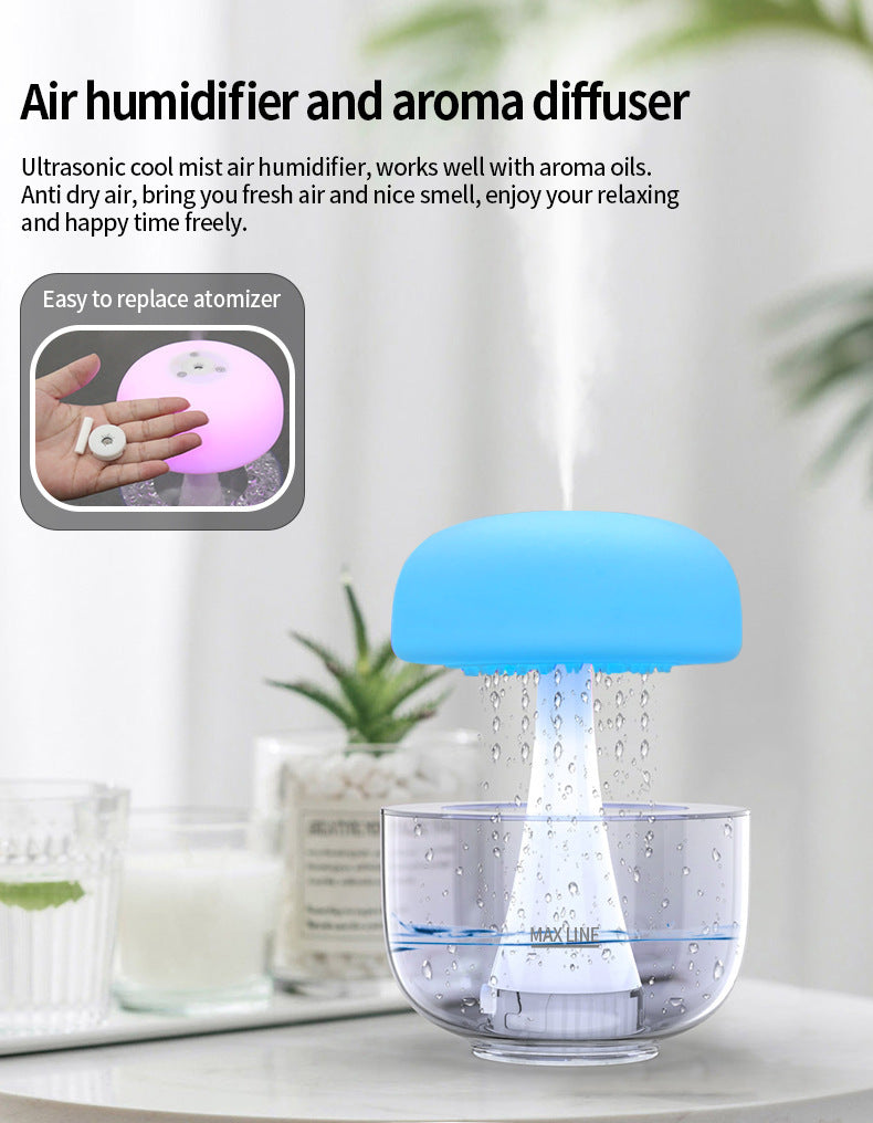 Jellyfish Raindrop Humidifier Ultrasonic Atomization Seven-color Ambience Light The Khan Shop