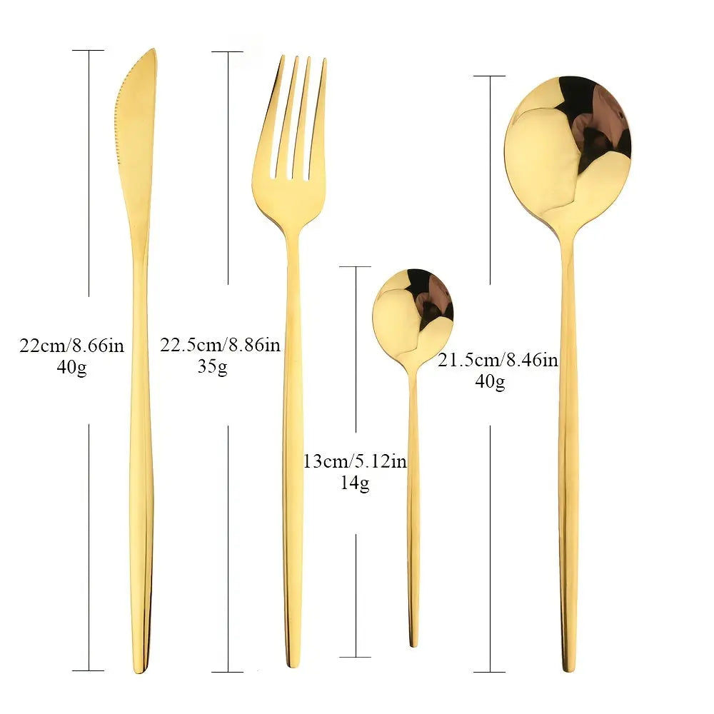 24pcs Elegant Black and Gold Stainless Steel Cutlery Set -  CookWare KHAN SHOP LLC 