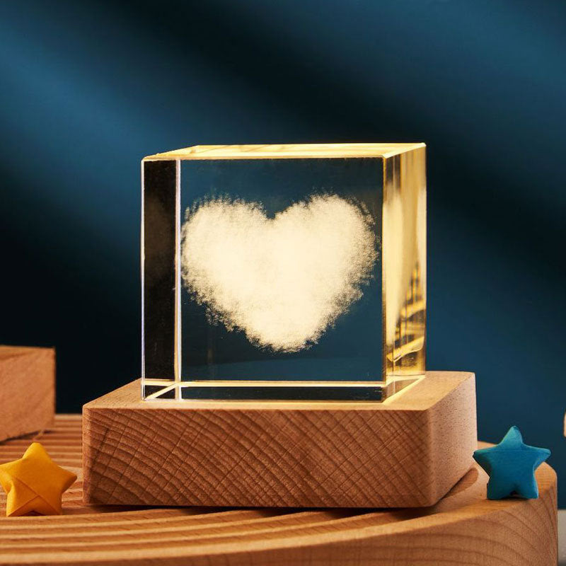 3D Transparent Crystal Cube Desktop Decoration Small Night Lamp The Khan Shop