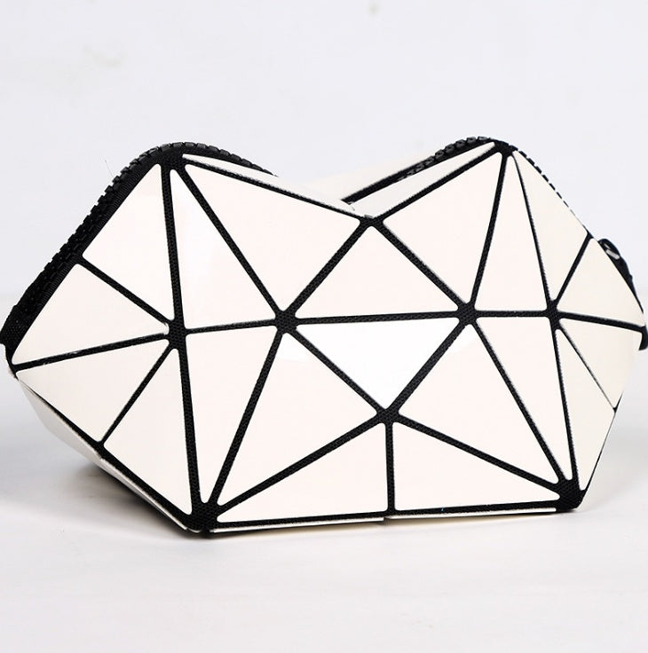 Fashion Geometric Cosmetic Bag For Women Ladies Zipper Bag  Cosmetics Organizer White The Khan Shop