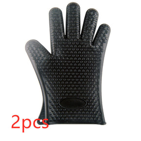 Food Grade Silicone Heat Resistant BBQ Glove  oven Black-2pcs The Khan Shop