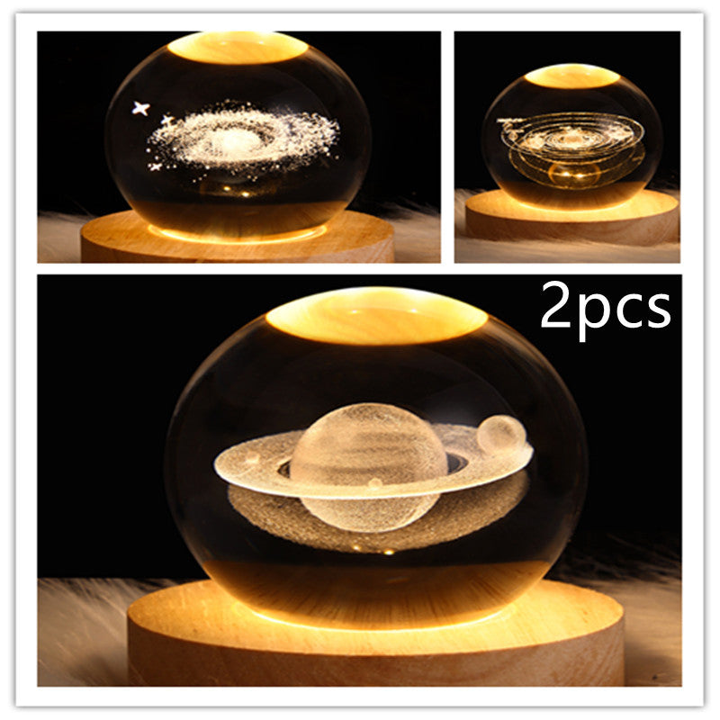 LED Night Light Galaxy Crystal Ball Table Lamp 3D Planet Moon Lamp The Khan Shop