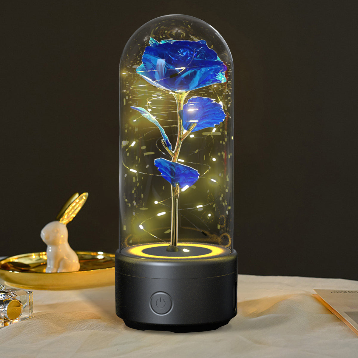 Creative 2 In 1 Rose Flowers LED Light And Bluetooth Speaker Valentine's Day The Khan Shop