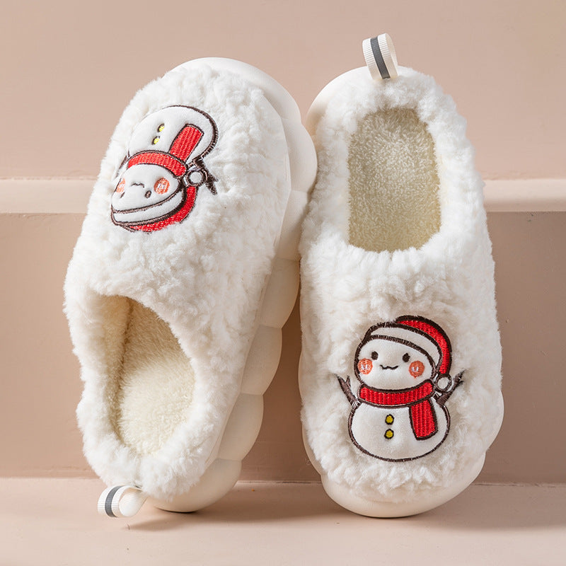 Cute Snowman Slippers Winter Indoor Household Warm Plush The Khan Shop