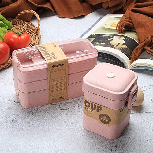 Separate Microwave Oven Light Lunch Box  oven Pink-with-soup The Khan Shop