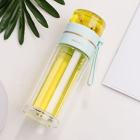 Glass Water Bottle With Tea Infuser Filter  Air Conditioner Green-450ml The Khan Shop