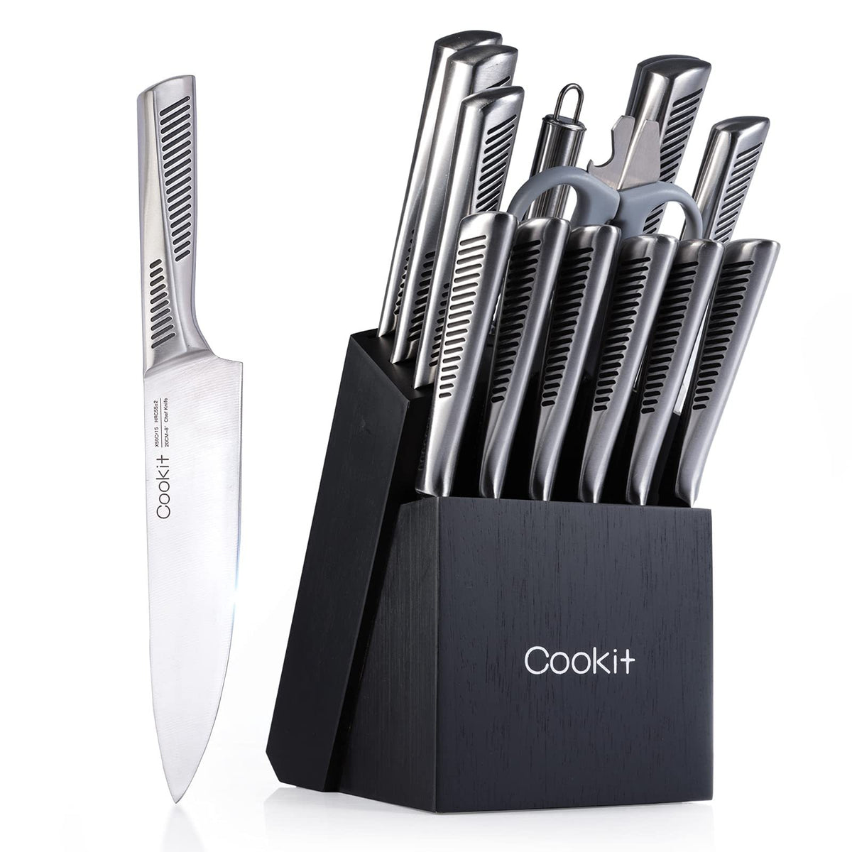 Kitchen Knife Set, 15 Piece Knife Sets with Block  Kitchen Tools and Gadgets default The Khan Shop