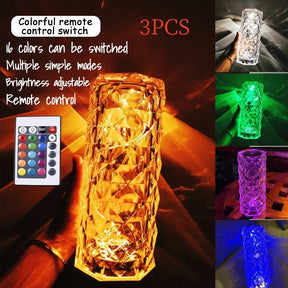Romantic LED Rose Diamond Table Lamps  Table Lamps Rechargeable-16color-touch-remote-control-3PCS The Khan Shop