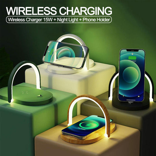 3 In 1 Foldable Wireless Charger Night Light Wireless Charging Station The Khan Shop Table Lamps