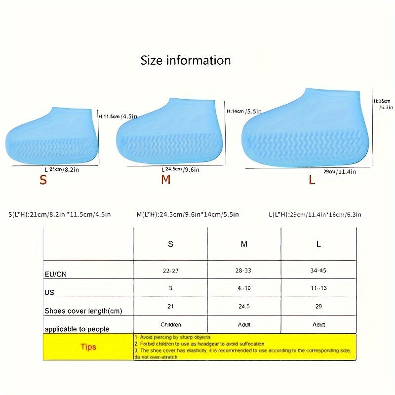 3 Pair Of Outdoor Latex Rain Boots Waterproof Shoe Cover- outdoor rain boots KHAN SHOP LLC Rain Boots