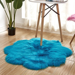 Artificial Woolen Carpet Rug Floral Shape Sheepskin Hairy Carpet The Khan Shop