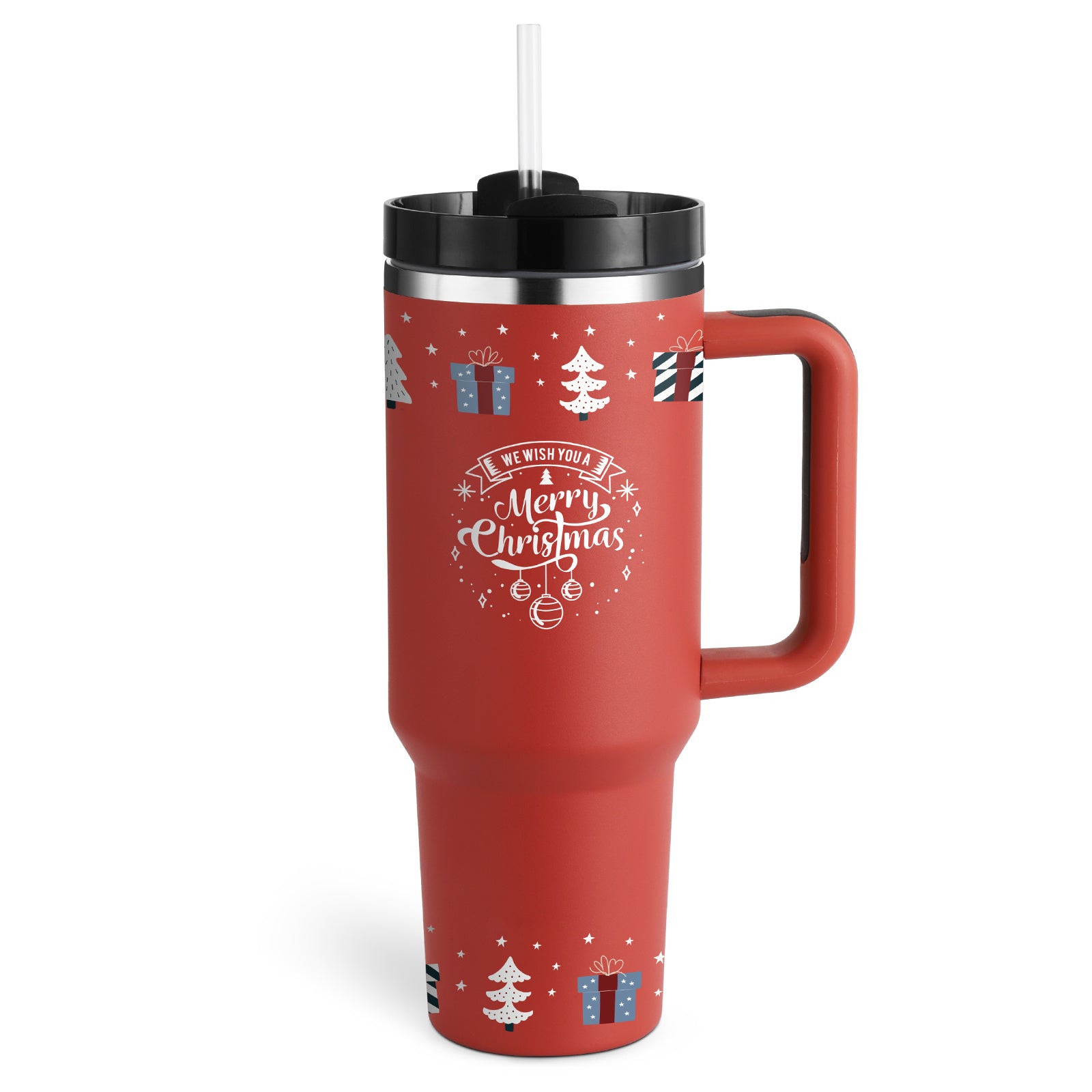 40 Oz Tumbler With Handle Straw Insulated, Stainless Steel  Sipper & Bottle Christmas-Red-B-1200ML-2PCS The Khan Shop