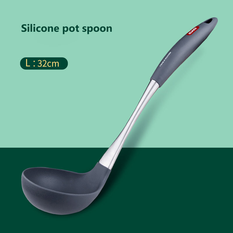 Stainless Steel Silicone Spatula Spoon Non-stick Cookware Set  CookWare Grey-spoon The Khan Shop
