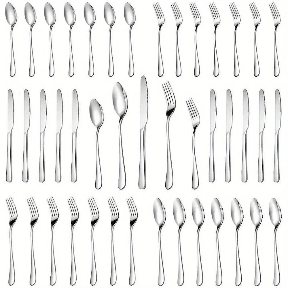 30pcs, Durable Mirror Polished Stainless Steel Cutlery Set -  CookWare KHAN SHOP LLC 30PCS-SILVERY