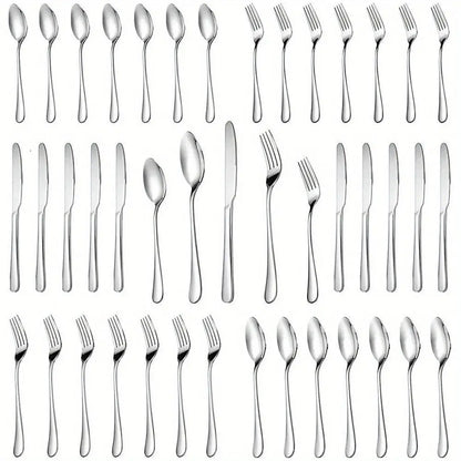 30pcs, Durable Mirror Polished Stainless Steel Cutlery Set -  CookWare KHAN SHOP LLC 30PCS-SILVERY