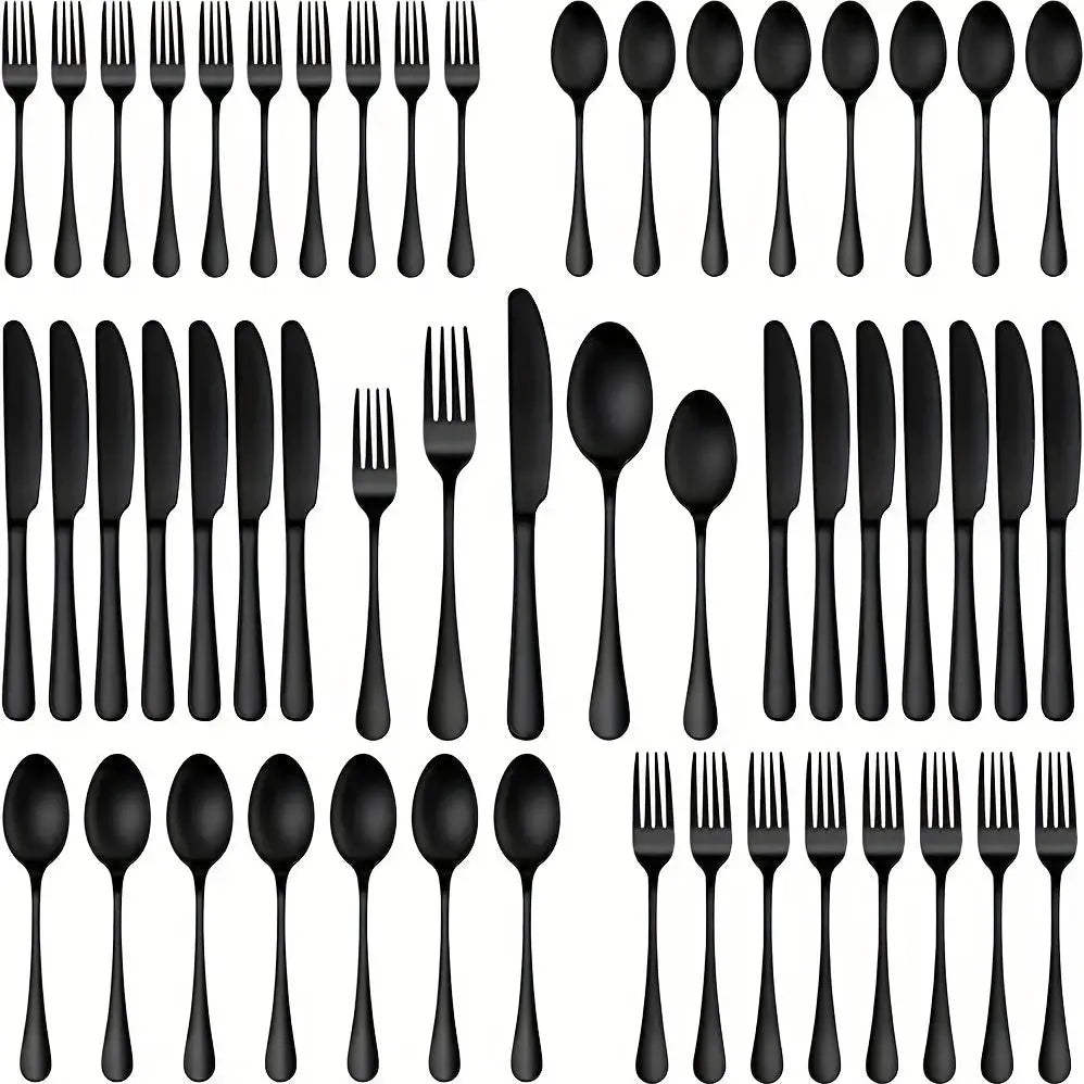 30pcs, Durable Mirror Polished Stainless Steel Cutlery Set -  CookWare KHAN SHOP LLC 