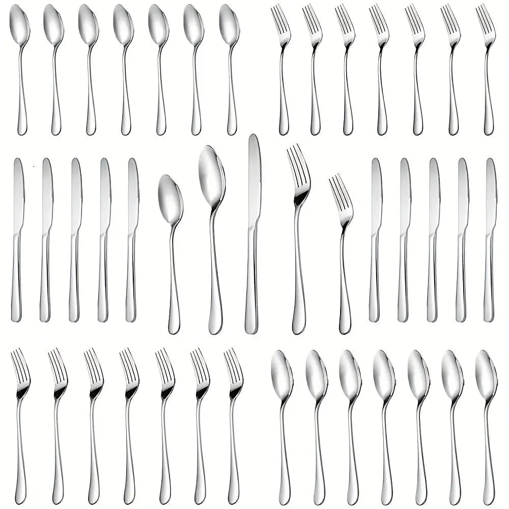 30pcs, Durable Mirror Polished Stainless Steel Cutlery Set -  CookWare KHAN SHOP LLC 