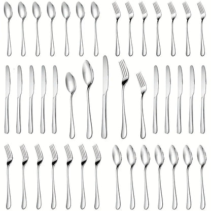 30pcs, Durable Mirror Polished Stainless Steel Cutlery Set -  CookWare KHAN SHOP LLC 