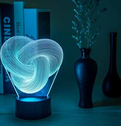 Twist Abstract LED 3D Night Light Touch Colorful Acrylic 3D Table Lamp The Khan Shop