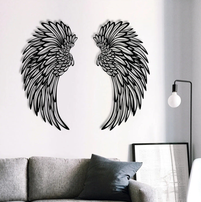 Carved Metal Wall Decor Art With Light Angel Wings Decoration  Wall Decoration  The Khan Shop