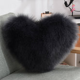 Throw Pillows Heart Shape Long Plush Fluffy Shaggy Cushion  Throw Pillows Dark-Grey-Pillow-core-and-pillowcase The Khan Shop