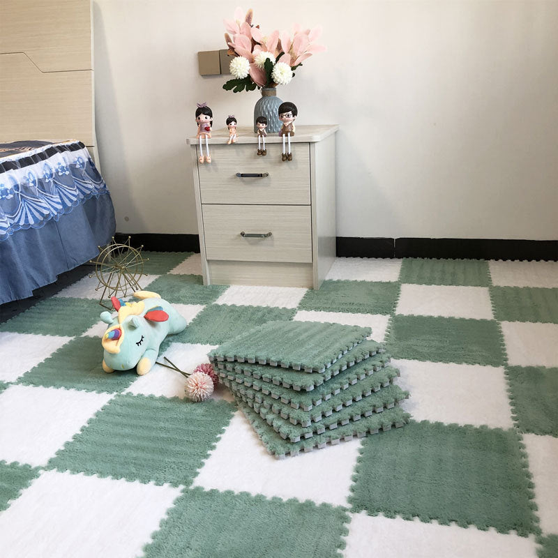 Large Area Room Cube Floor Mats Beside The Bed  Area Rugs Mint-greenwhite-30x30cm-thickened-12pieces The Khan Shop