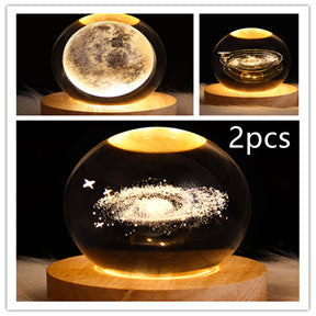 LED Night Light Galaxy Crystal Ball Table Lamp 3D Planet Moon Lamp The Khan Shop