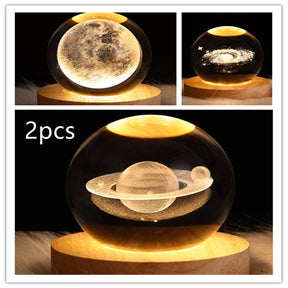 LED Night Light Galaxy Crystal Ball Table Lamp 3D Planet Moon Lamp The Khan Shop