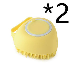 Silicone Dog Bath Massage Gloves Brush  Bathroom Accessories Yellow-2PC-Heartshaped The Khan Shop