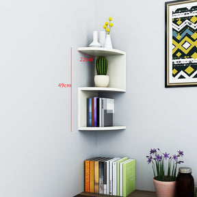 Wall Corner Shelf Corner Bookshelf Shelf Living Room  Wall Decoration White-three-layers The Khan Shop