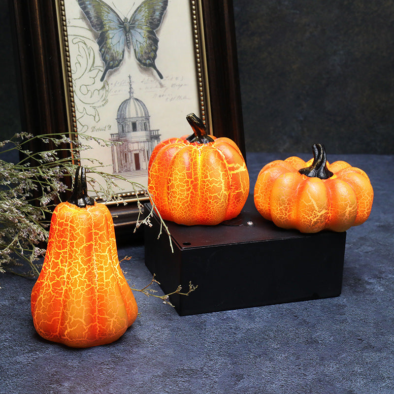 New Halloween Pumpkin Lantern Simulation Pumpkin LED Candle Lamp Resin Luminous Pumpkin The Khan Shop