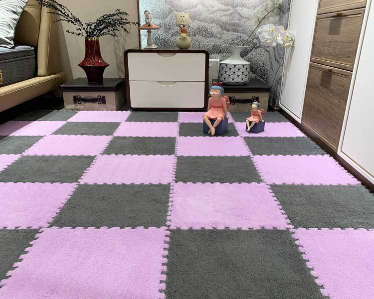 Large Area Room Cube Floor Mats Beside The Bed  Area Rugs Greylight-purple-30x30cm-thickened-12pieces The Khan Shop