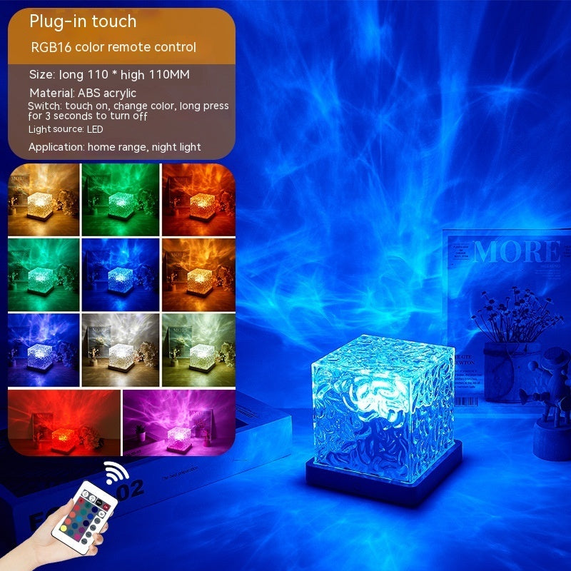 LED Water Ripple Ambient Night Light USB Rotating Projection The Khan Shop