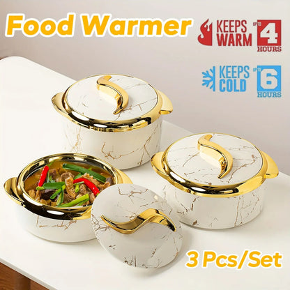 3pcs, Golden Touch Food Warmer, Thermal Casserole Dish Set With Lids -  CookWare KHAN SHOP LLC 