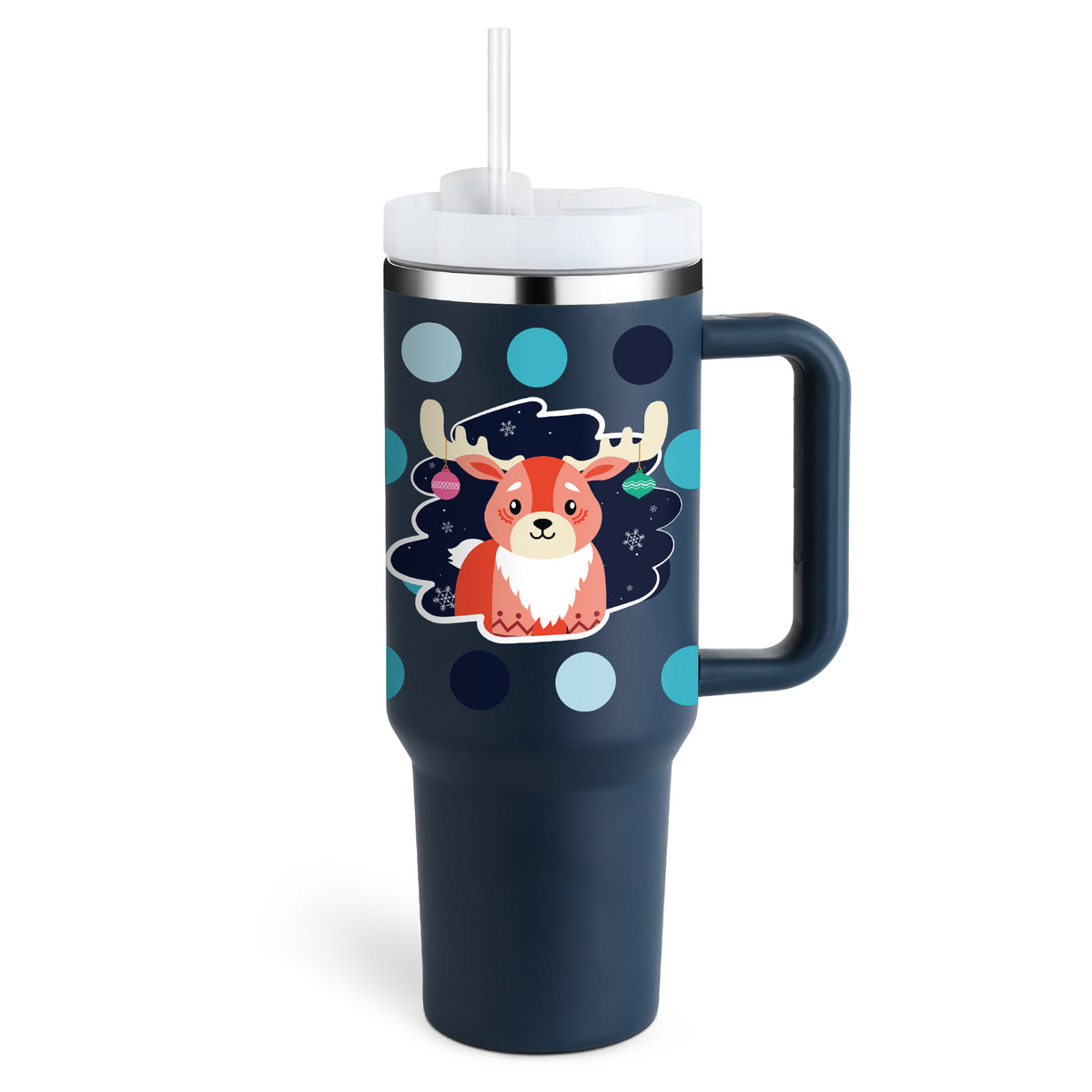 40 Oz Tumbler With Handle Straw Insulated, Stainless Steel  Sipper & Bottle Christmas-Blue-1200ML-2PCS The Khan Shop
