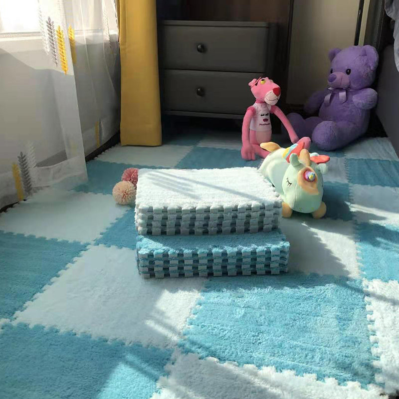 Large Area Room Cube Floor Mats Beside The Bed  Area Rugs Bluesky-blue-30x30cm-thickened-12pieces The Khan Shop