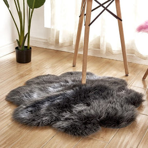 Artificial Woolen Carpet Rug Floral Shape Sheepskin Hairy Carpet The Khan Shop