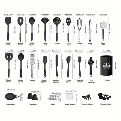 43pcs/set, Heat Resistant Silicone Kitchen Utensils Set -  customized KHAN SHOP LLC 