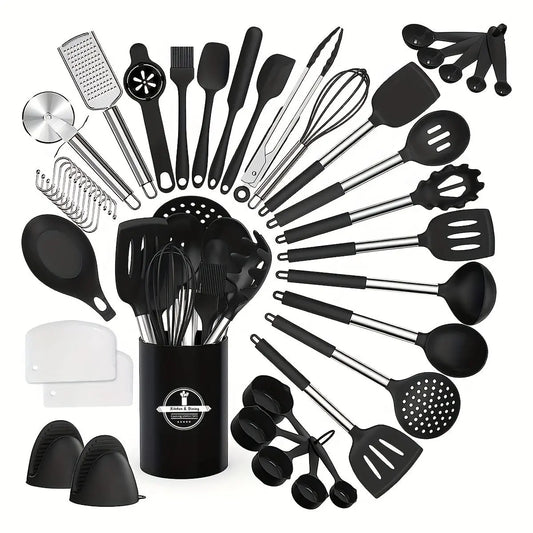 43pcs/set, Heat Resistant Silicone Kitchen Utensils Set -  customized KHAN SHOP LLC 1-Set