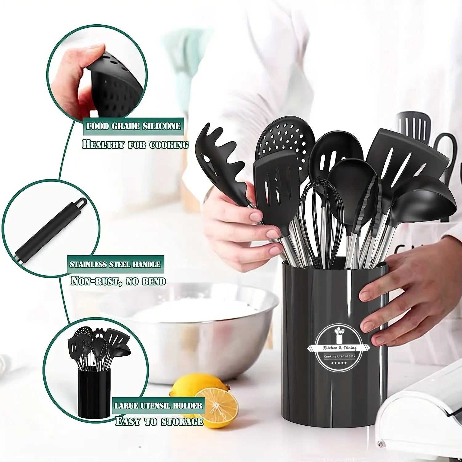 43pcs/set, Heat Resistant Silicone Kitchen Utensils Set -  customized KHAN SHOP LLC 