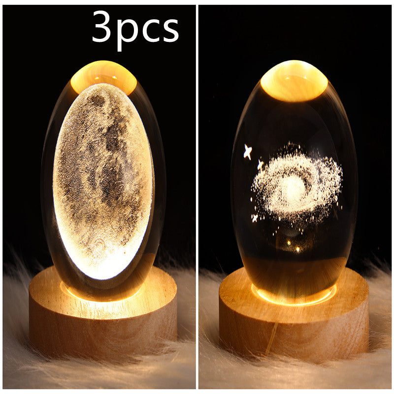 LED Night Light Galaxy Crystal Ball Table Lamp 3D Planet Moon Lamp The Khan Shop