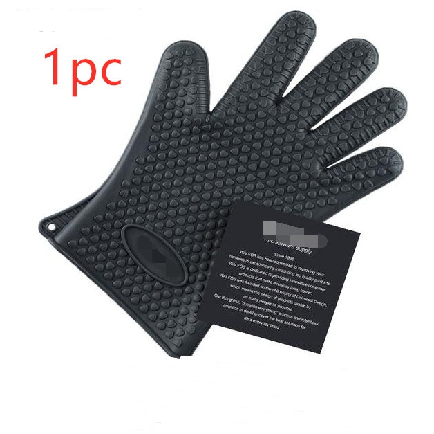 Food Grade Silicone Heat Resistant BBQ Glove  oven Grey-1pc The Khan Shop